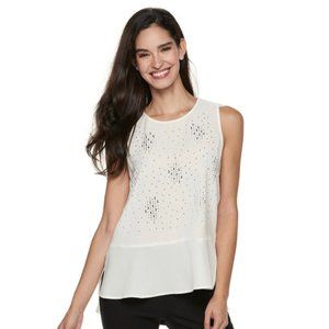 Juicy Couture Soft White Silver Stud Tank Top NWOT